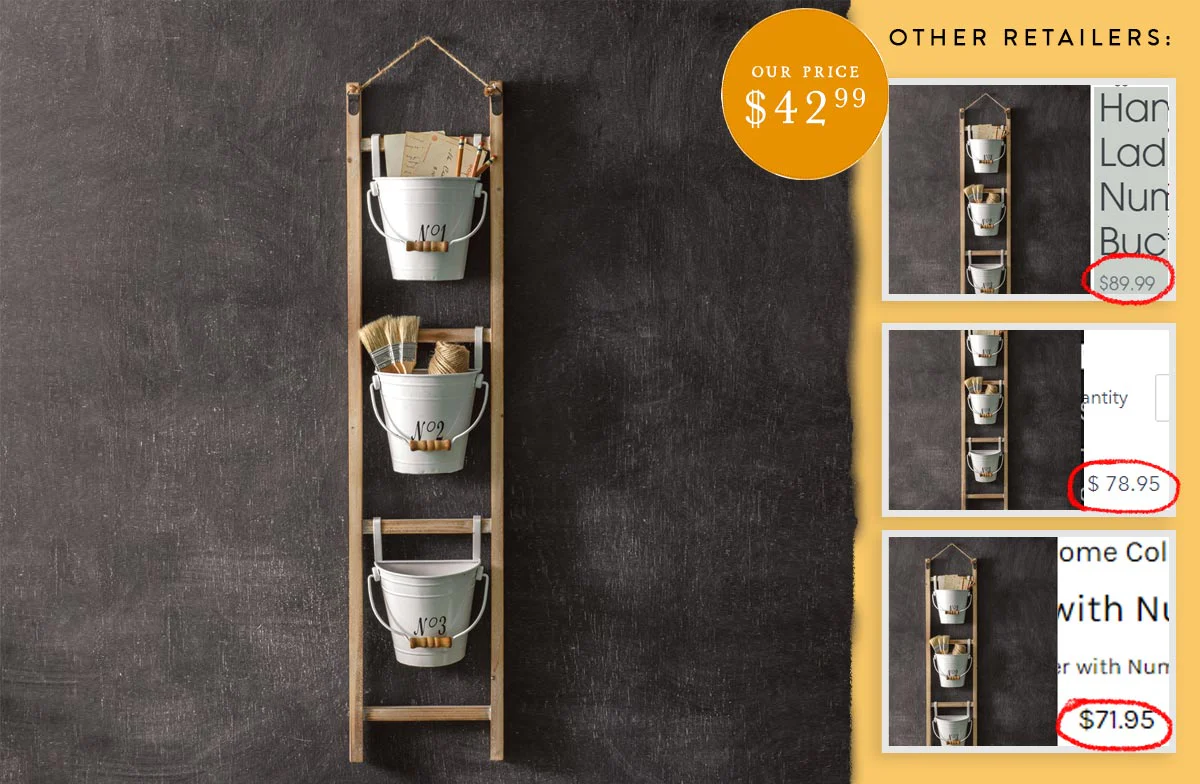 Hanging Ladder with Enamel Planters