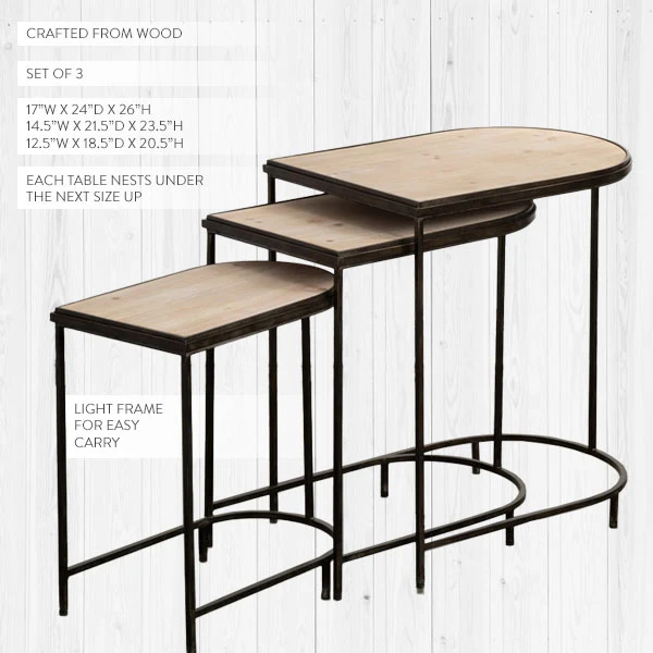 Distressed Modern Farmhouse Nesting Tables, Set of 3