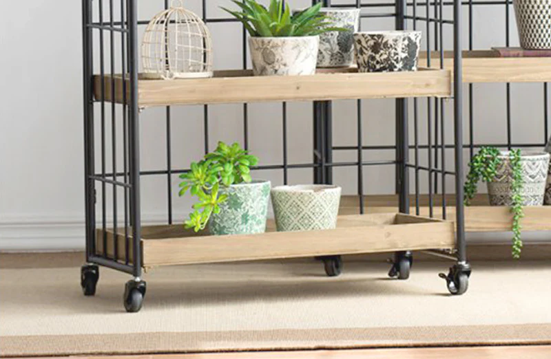 Rustic Cart Shelf with Wheels