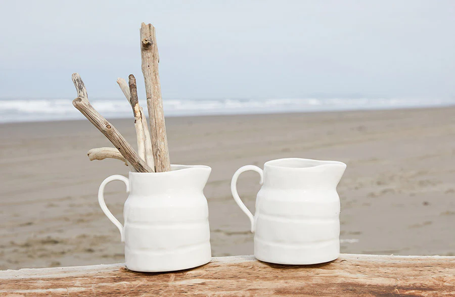 White Vintage Stoneware Pitcher