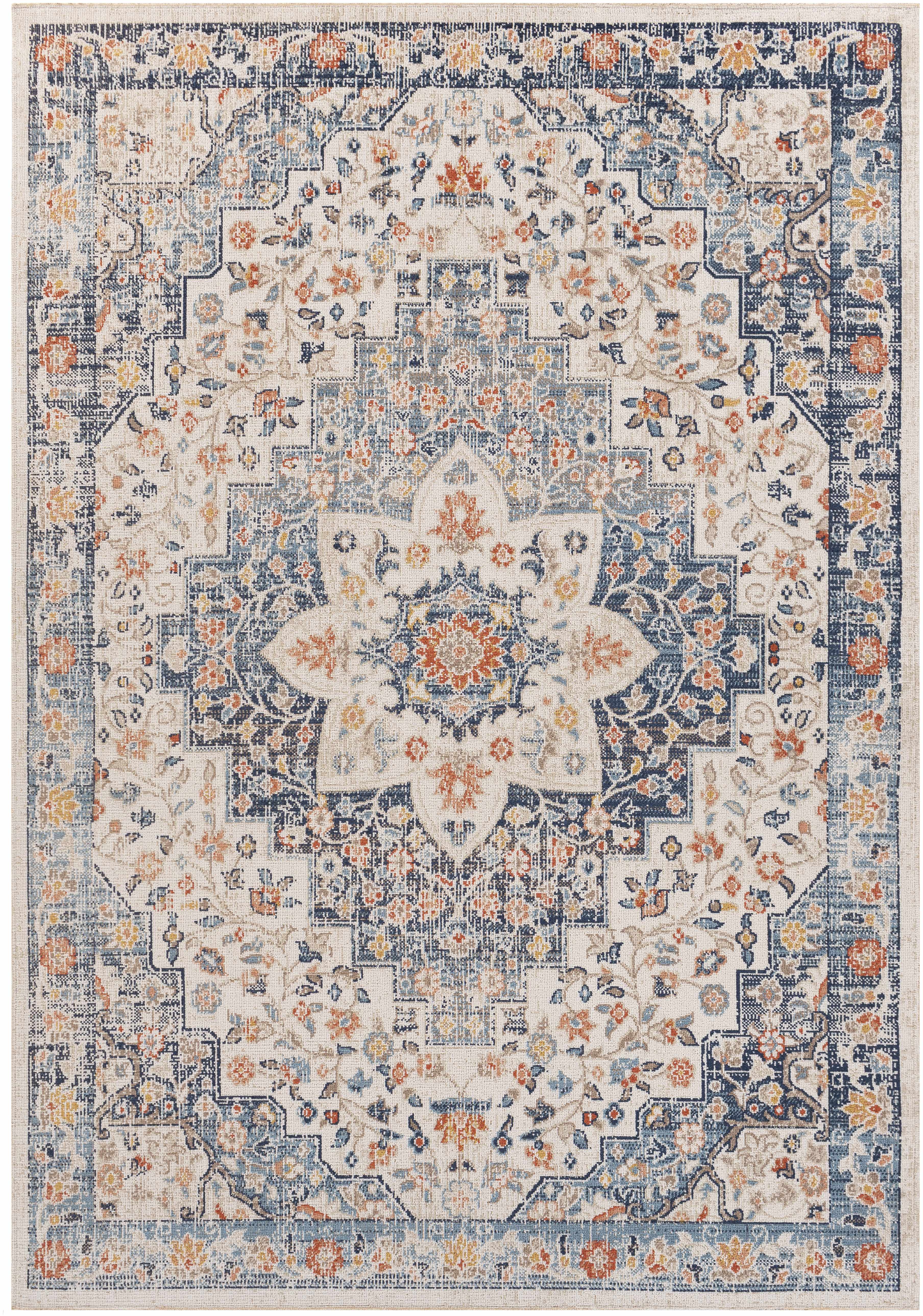 Navy and Tan Outdoor Rug
