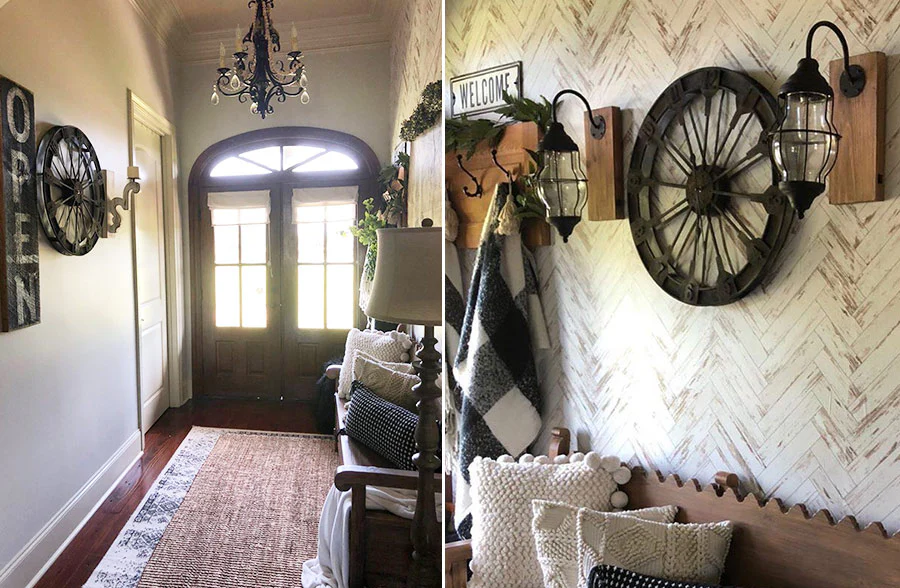 Three dimensional Industrial Heavy Metal Wagon Wheel Clock