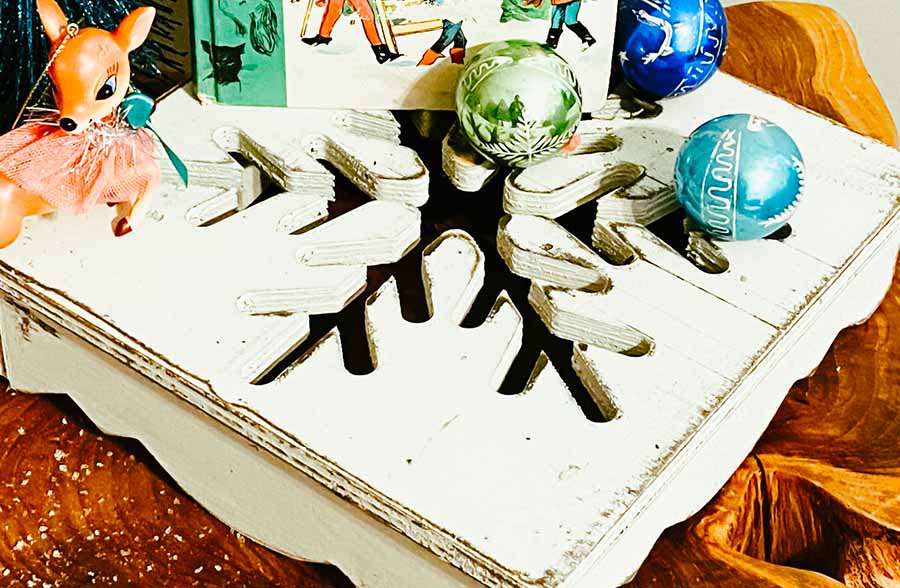 Wooden Riser/Wall Art with Snowflake Cutout | Handmade in the USA