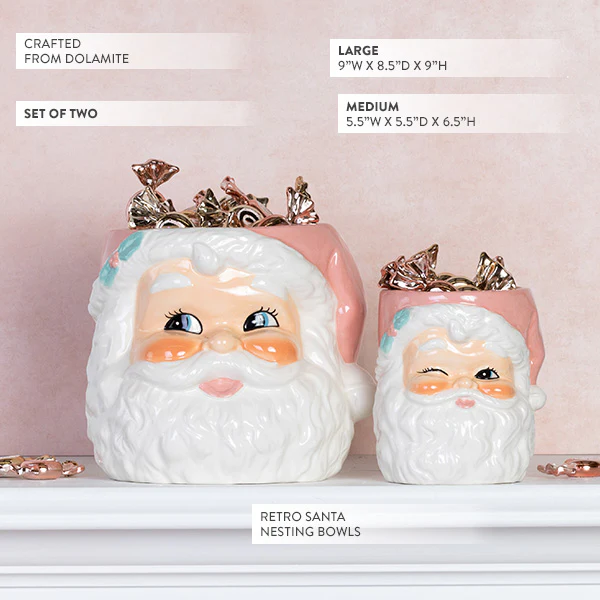 HUGE Retro Santa Nesting Bowls, Set of 2