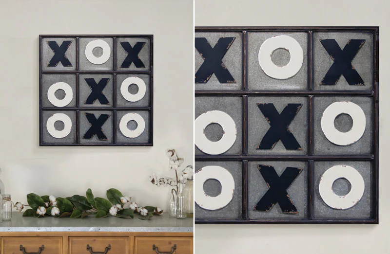 HUGE Metal Tic Tac Toe Decor