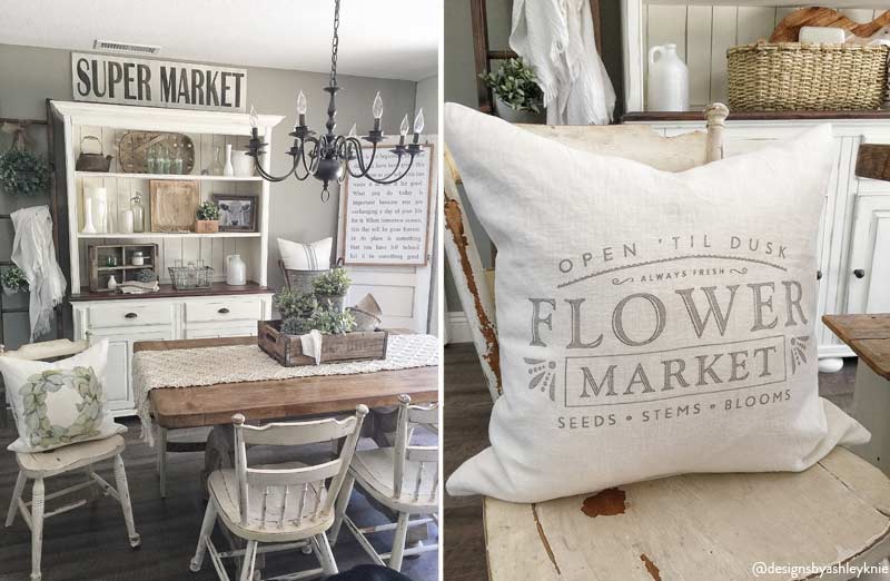 Double Sided Magnolia Wreath & Flower Market Pillow Cover