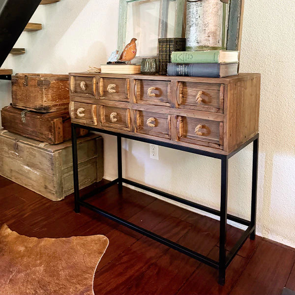 Rustic Reclaimed Wood Storage Console Table