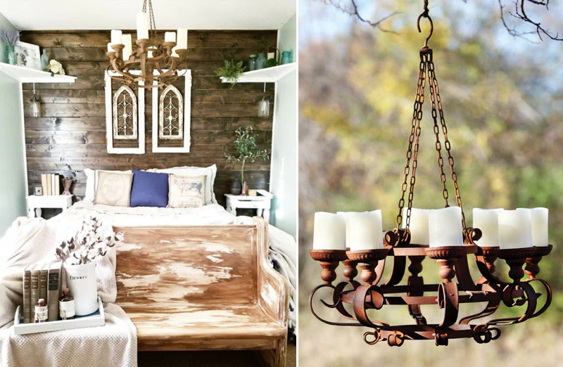 *HUUUGE* Rusty Candle Chandelier