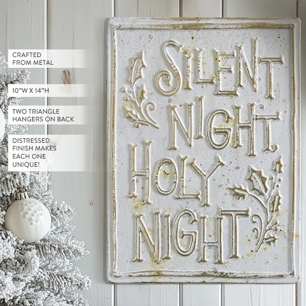 Silent Night Aged White Wall Decor