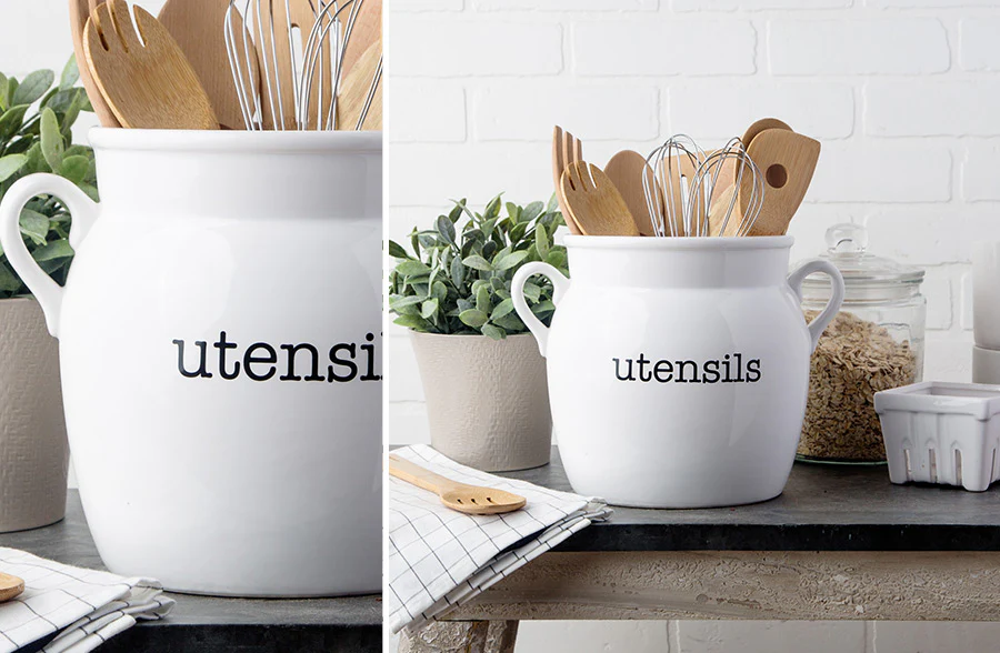 Ceramic Utensils Pot with Handles