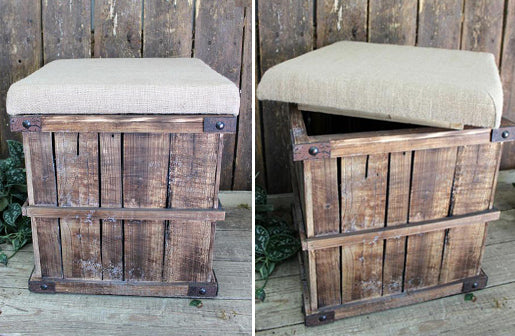 Wood Crate Stool with Removable Top