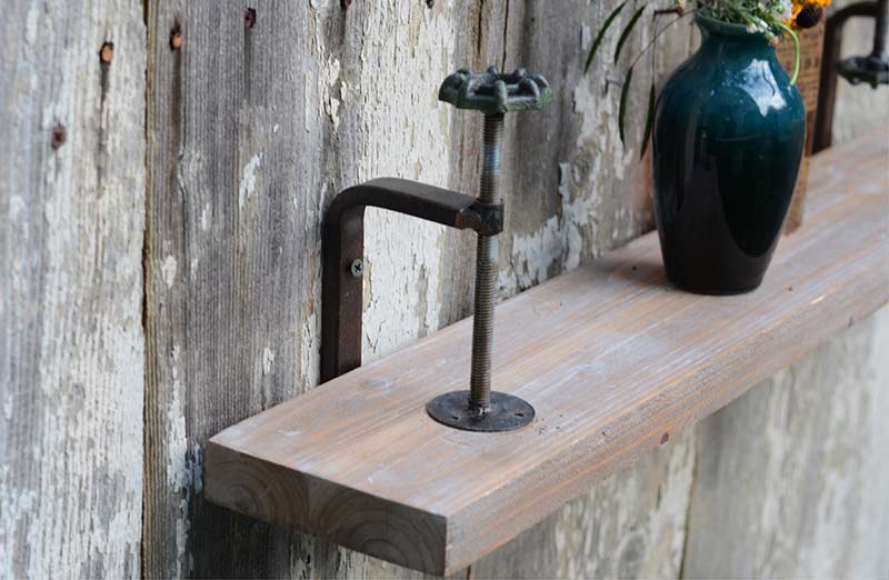 Rustic Wood Vise Shelf  Set of 2