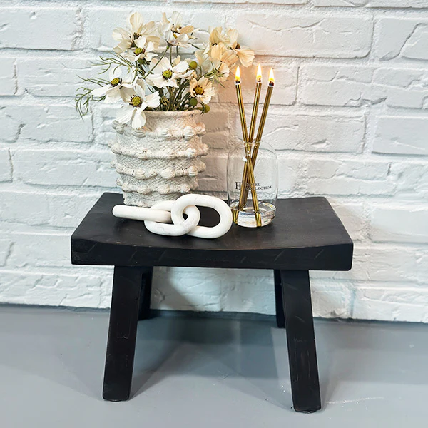 Antique Replica Black Wooden Step Stool