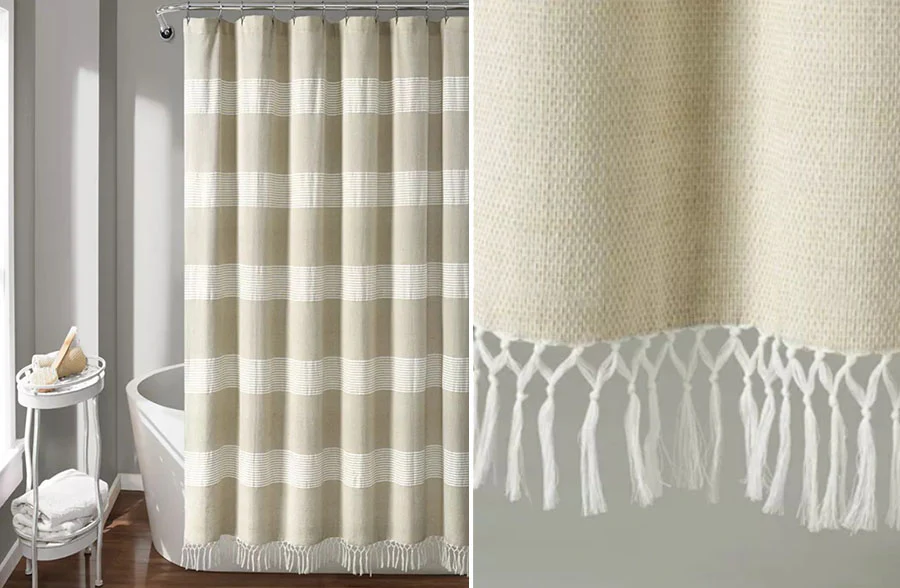 Taupe Knotted Tassel Shower Curtain