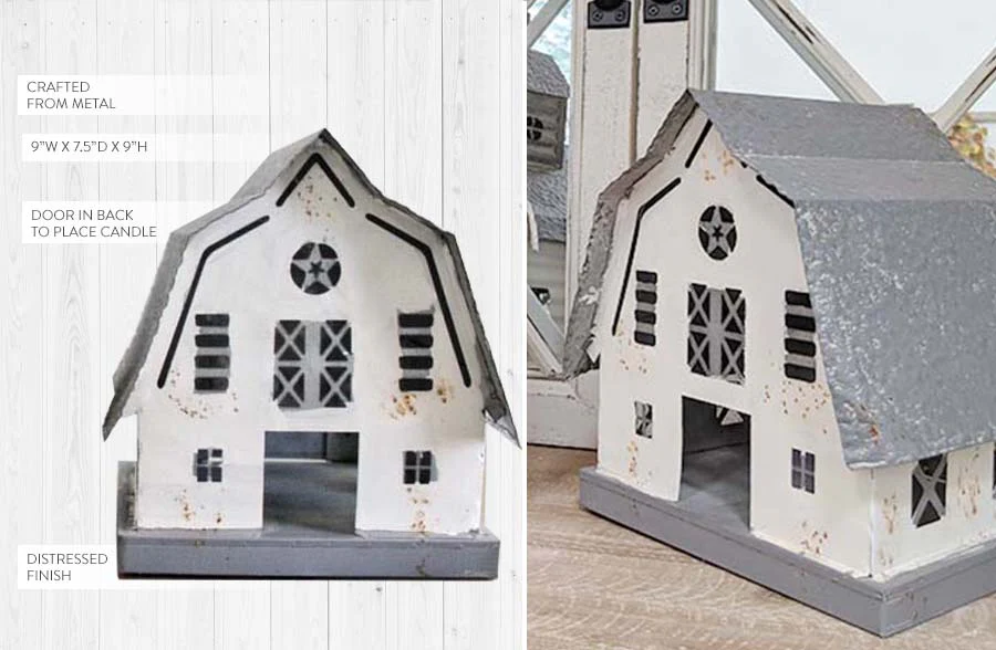 Large Distressed Zinc Farmhouse Barn Lantern