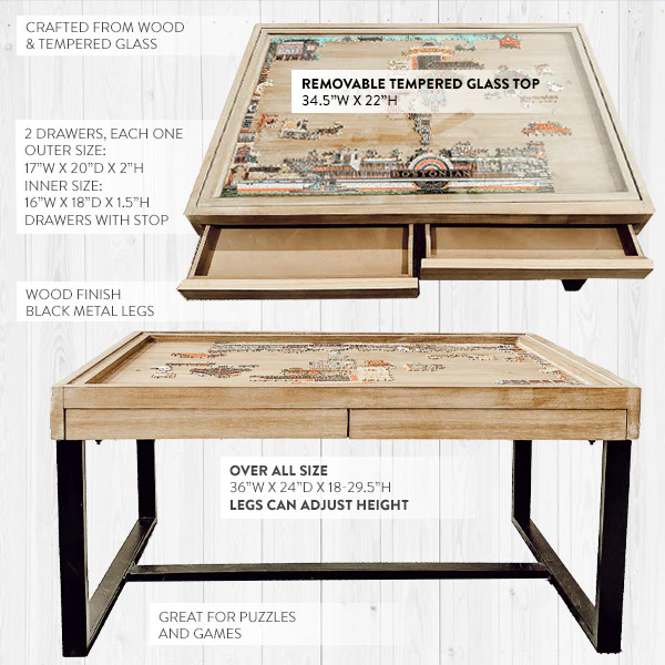 Coffee Puzzle Table With Drawers