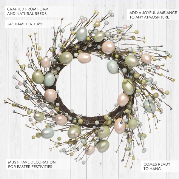 24 Inch Pastel Colored Easter Wreath