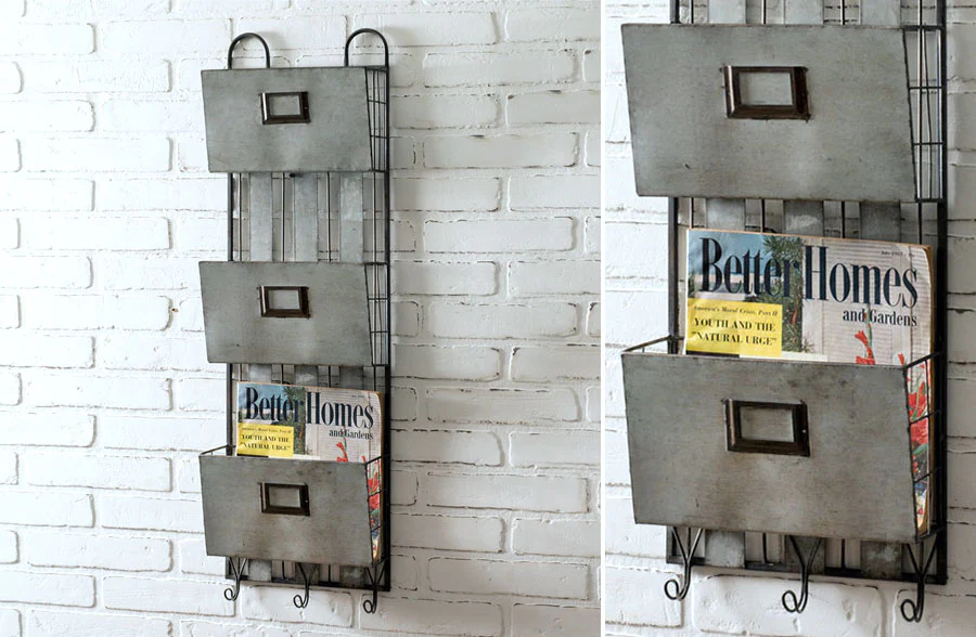 Three Pocket Metal Wall Organizer