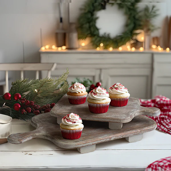 Distressed Wood Cutting Board with Handle Risers, Set of 2