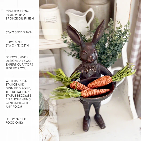 Bronze Royal Rabbit Statue with Dish