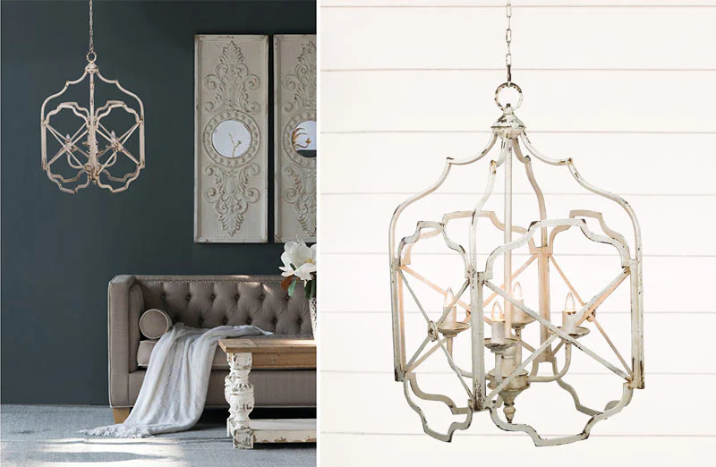 Distressed Metal Scalloped Chandelier