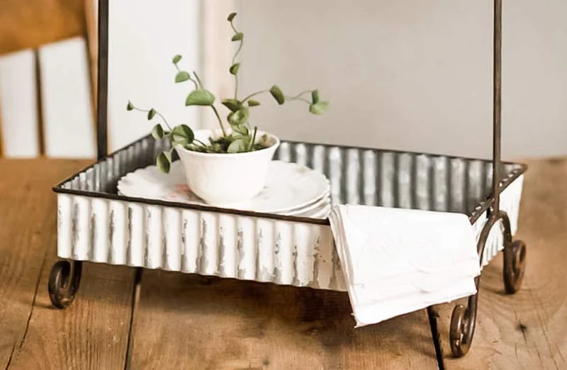 Whitewash Corrugated Two-Tier Caddy