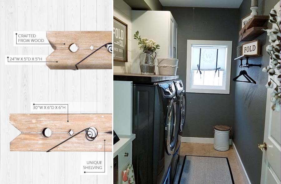 Oversized Wooden Clothespin Shelf, Pick Your Size