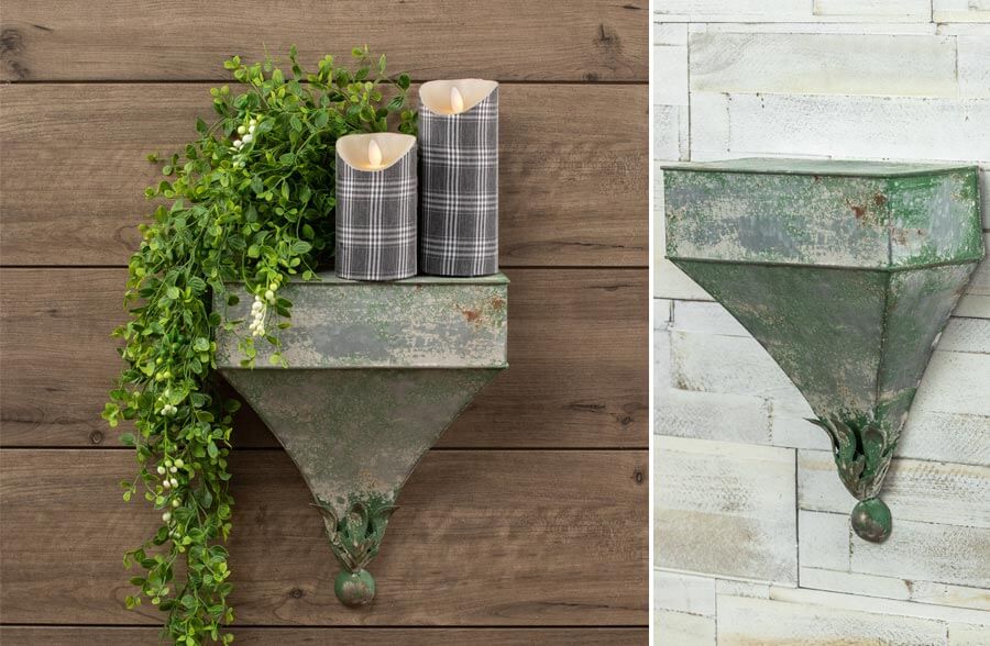 Antique Green Cornice Shelf