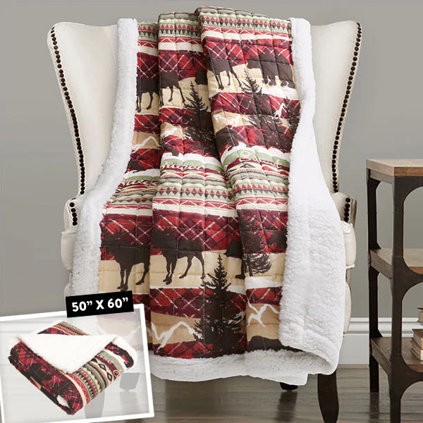 Reversible Holiday Lodge Sherpa Throw