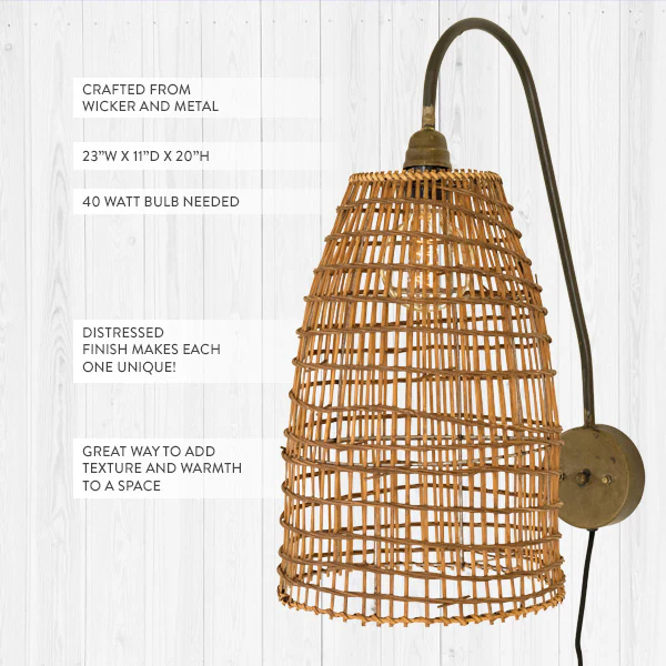 Wicker Lamp Wall Sconce