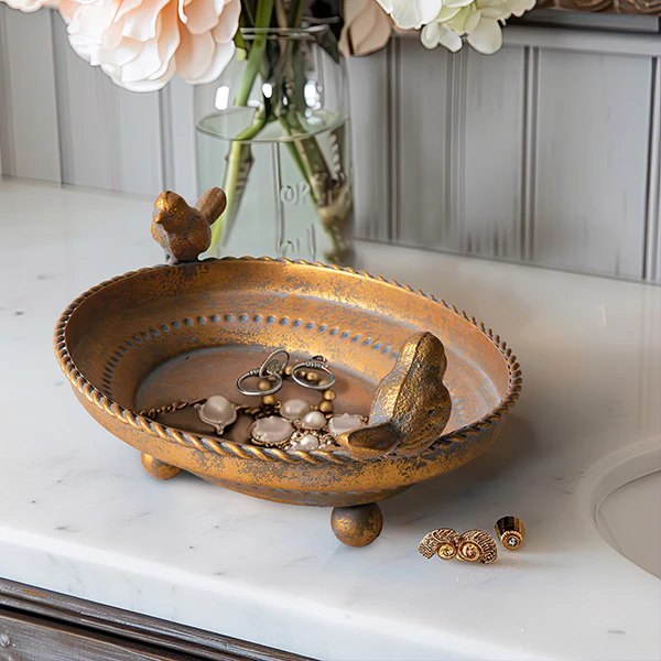 Perched Bird Jewelry Trinket Dish