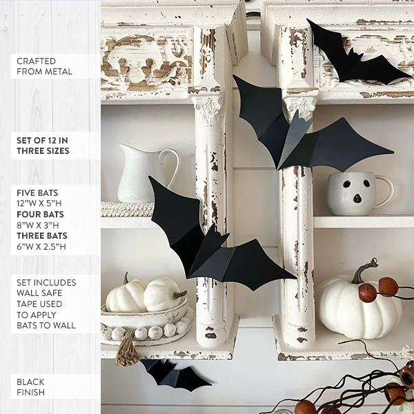 Spooky Metal Bats, Set of 12