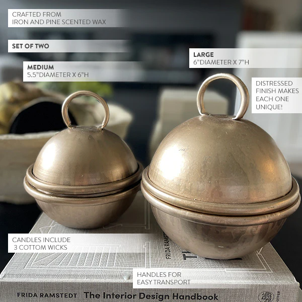 Oversized Bell-Shaped Scented Candles, Set of 2