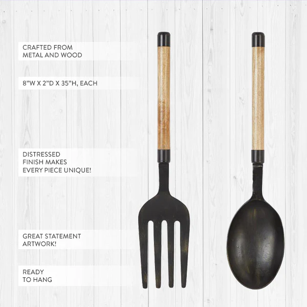 Oversized Fork and Spoon Wall Decor