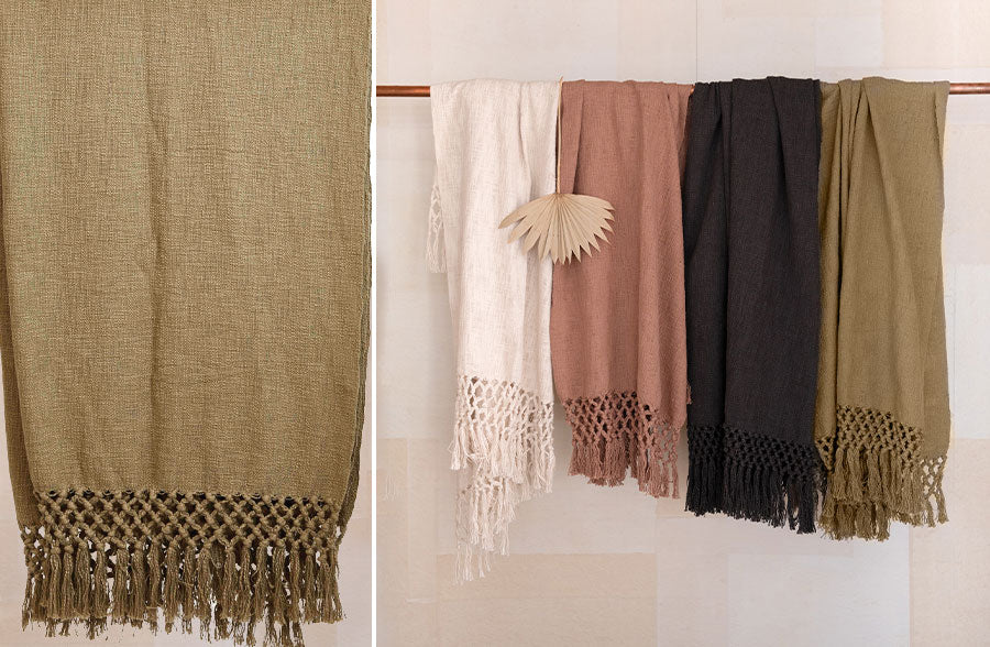 Fringe Edge Crochet Throw Blanket