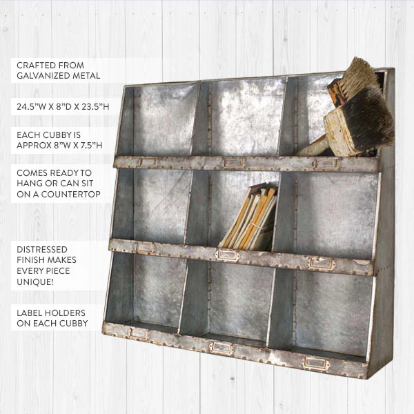LARGE Galvanized Cubby Wall Unit