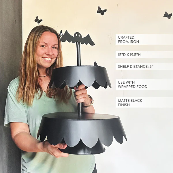 Two Tier Bat Black Metal Display Stand