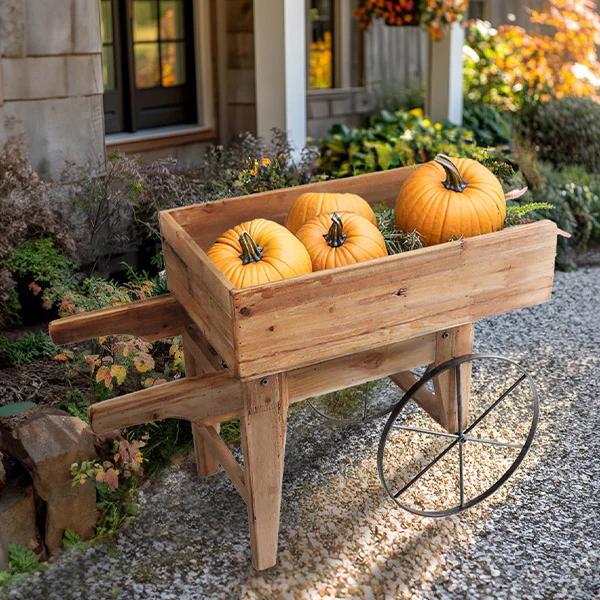 Wooden Wheelbarrow Decor