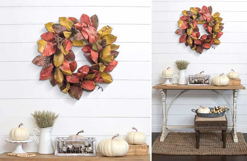 Curly Vine Magnolia Wreath