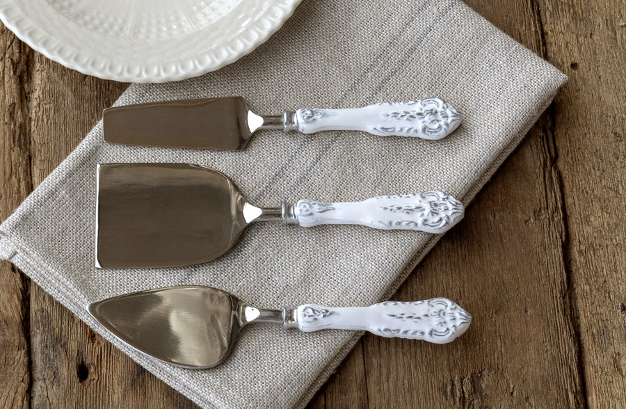 Vintage White Victorian Cheese Serving Utensil Set