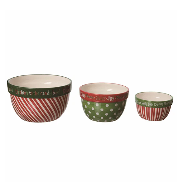 Festive Nesting Snack Bowls, Set of Three