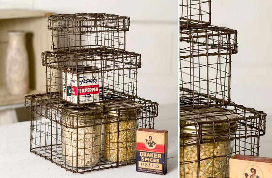 Set of Three Nesting Wire Boxes