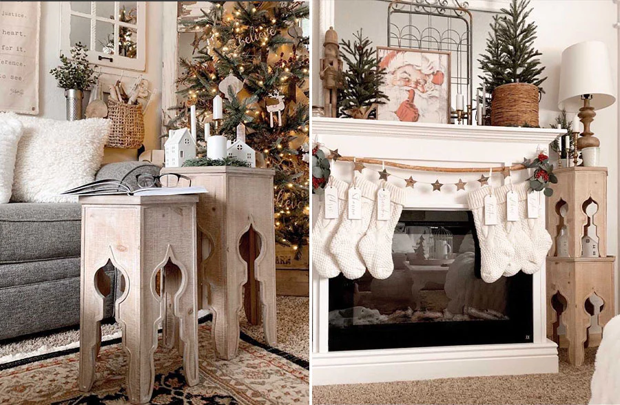 Scalloped Hexagon Side Tables, Set of 2