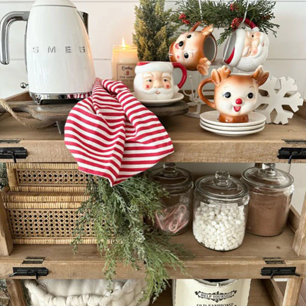 Santa and Reindeer Mugs, Set of 4