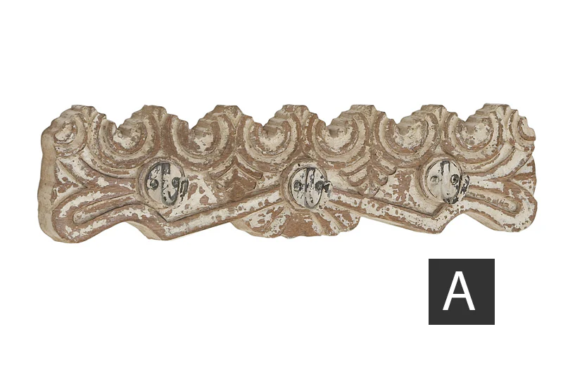 Vintage Carved Wall Coat Rack