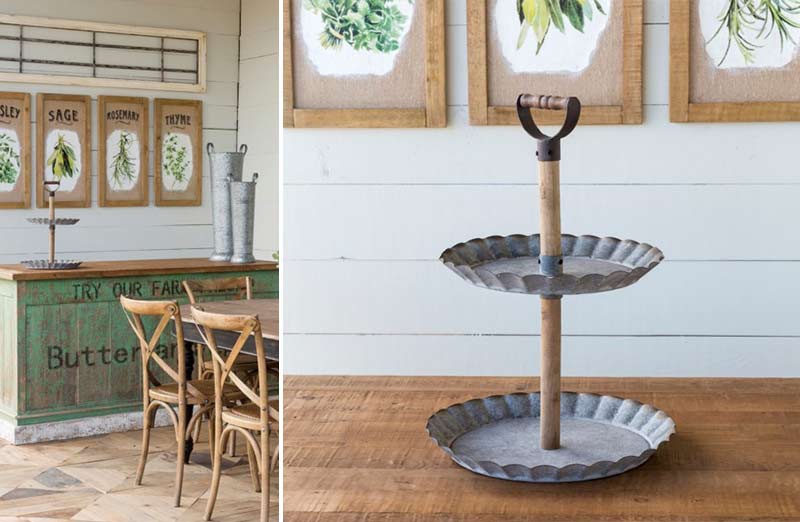 Scalloped Edge Galvanized Tiered Tray