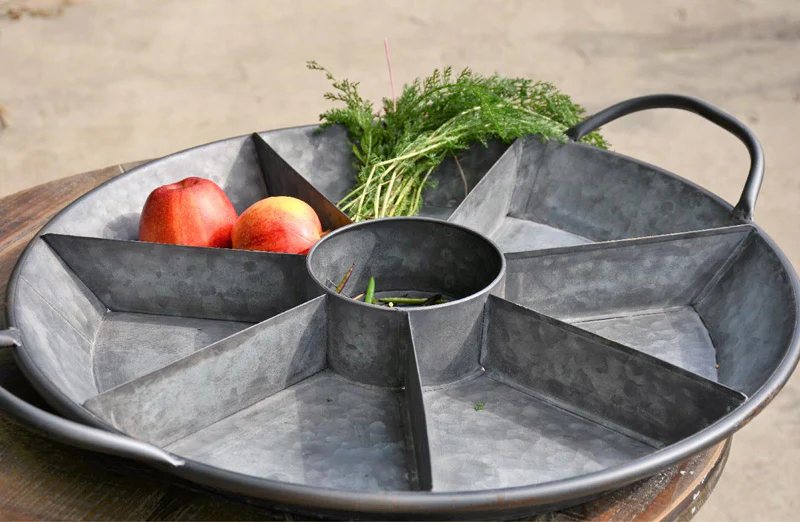 Round Divided Metal Tray