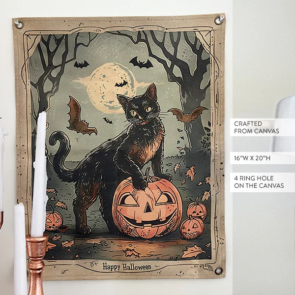 Spooky Black Cat Canvas
