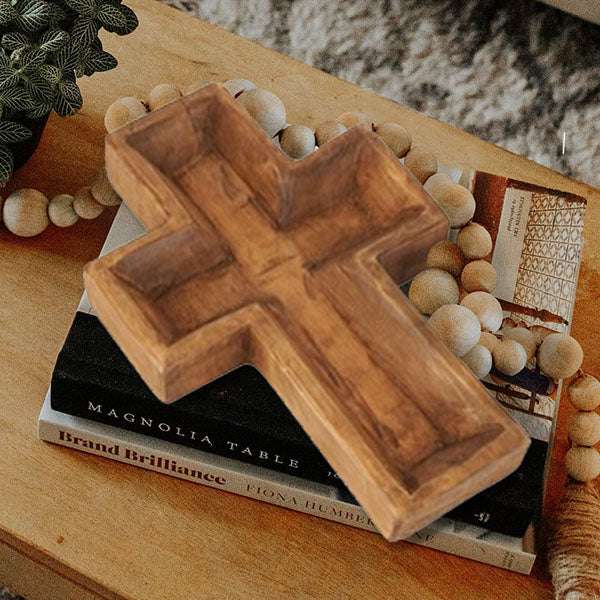 Wooden Cross Dough Bowl