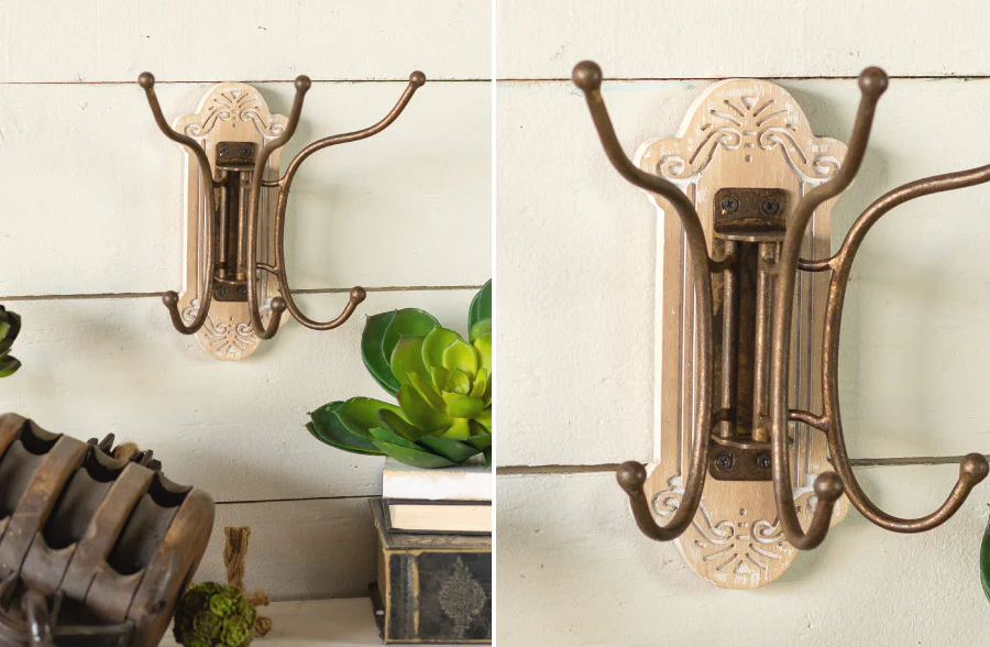 Carved Wooden Wall Hook System